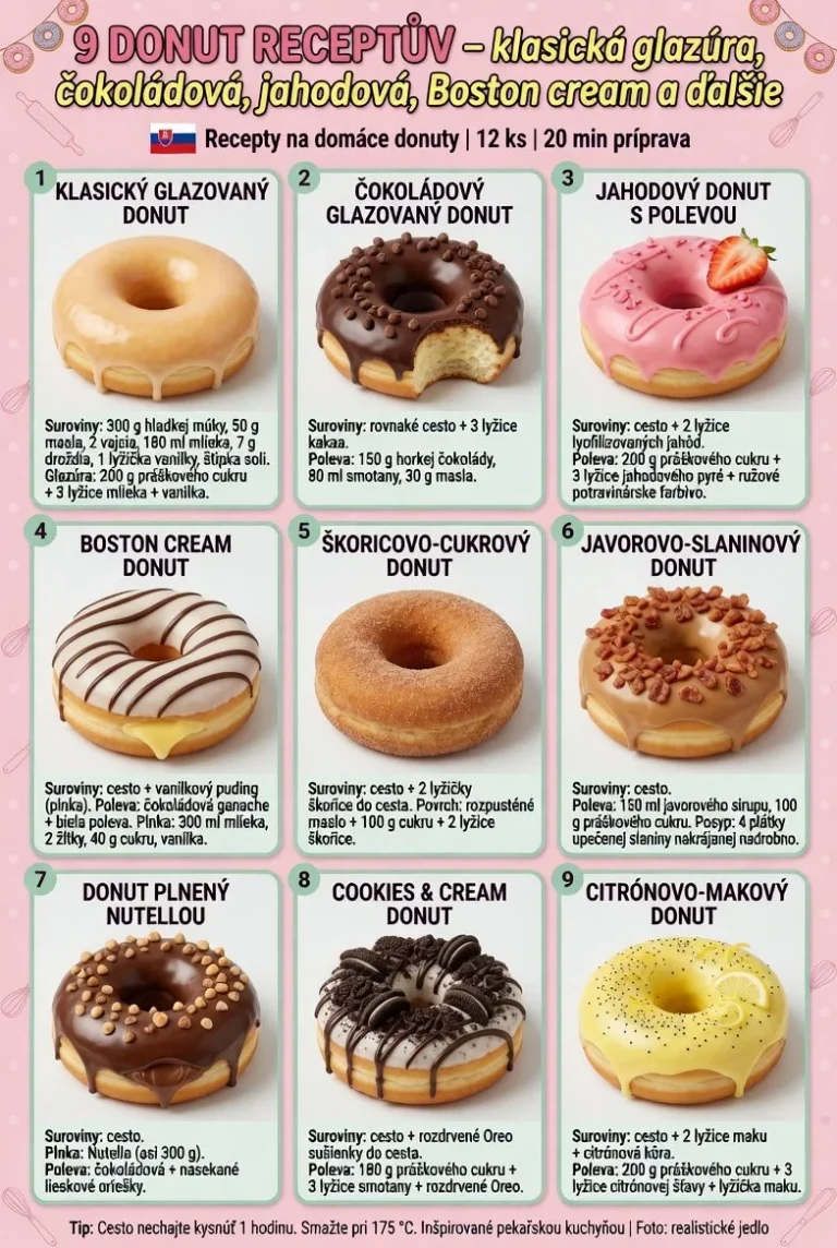 Recept na 9 donuty s prekvapivou chuťou a jednoduchou prípravou.