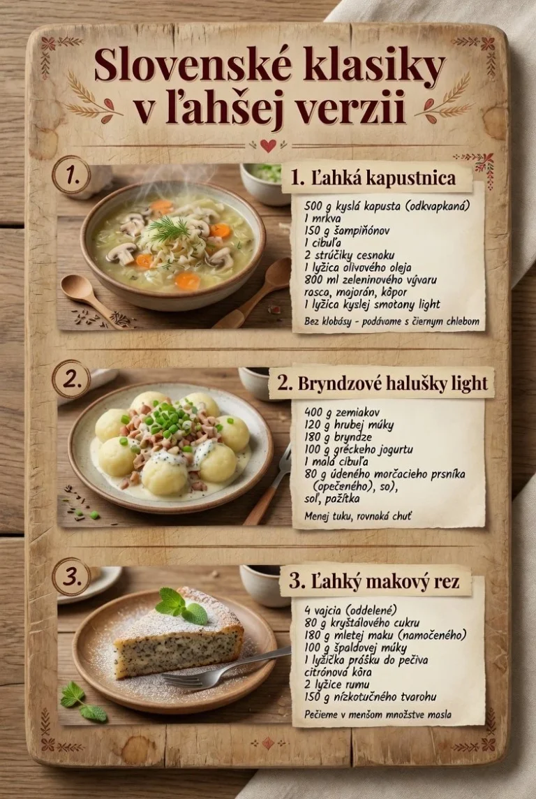 Halušky s tvarohom, kapustové fliačky a zemiakové placky na tanieri