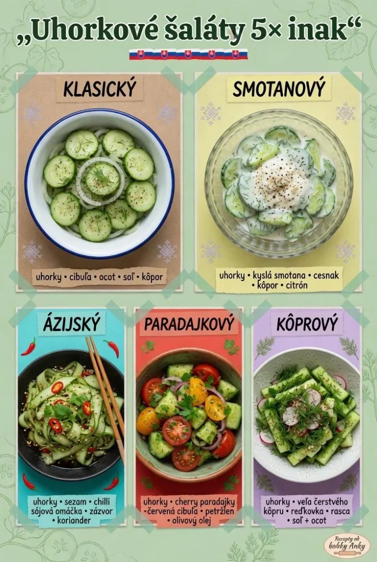 Uhorkové šaláty na 5 rôznych spôsobov s čerstvými ingredienciami
