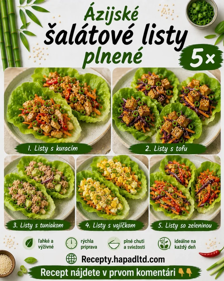 Ázijské plnené šalátové listy s mäsom a zeleninou