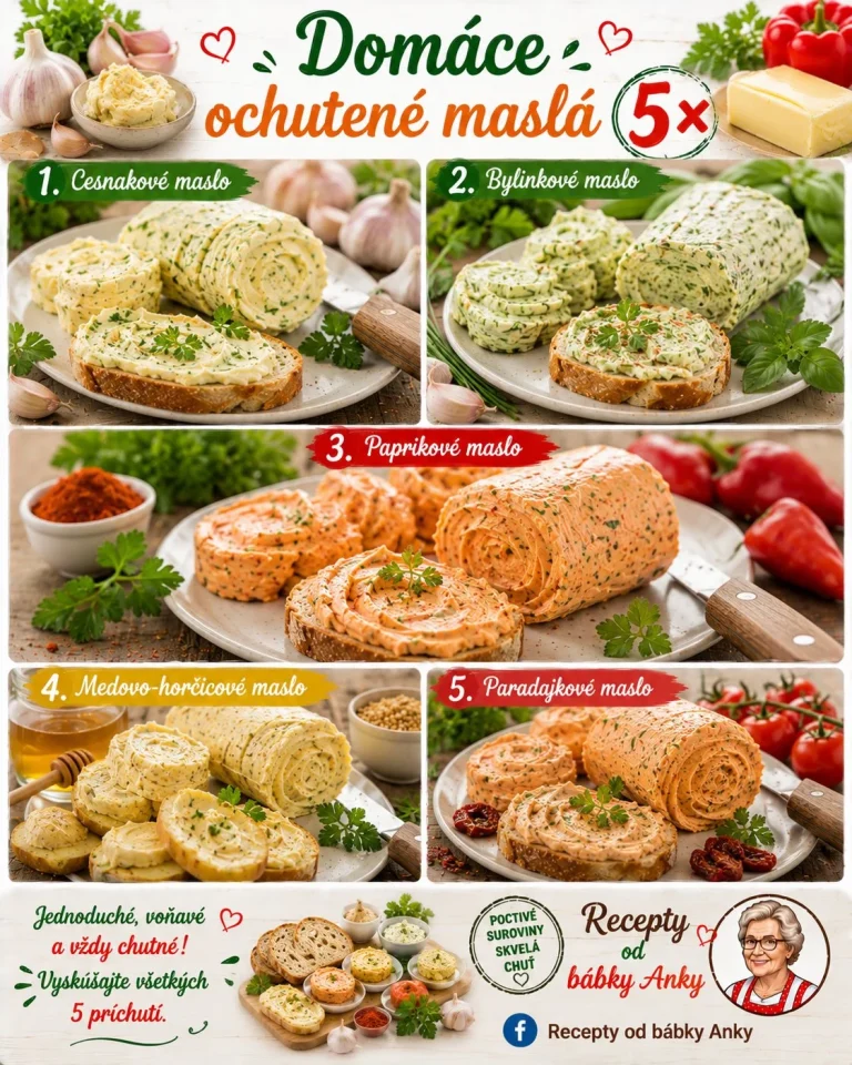 Domáce ochutené maslá na chlebe a zemiakoch