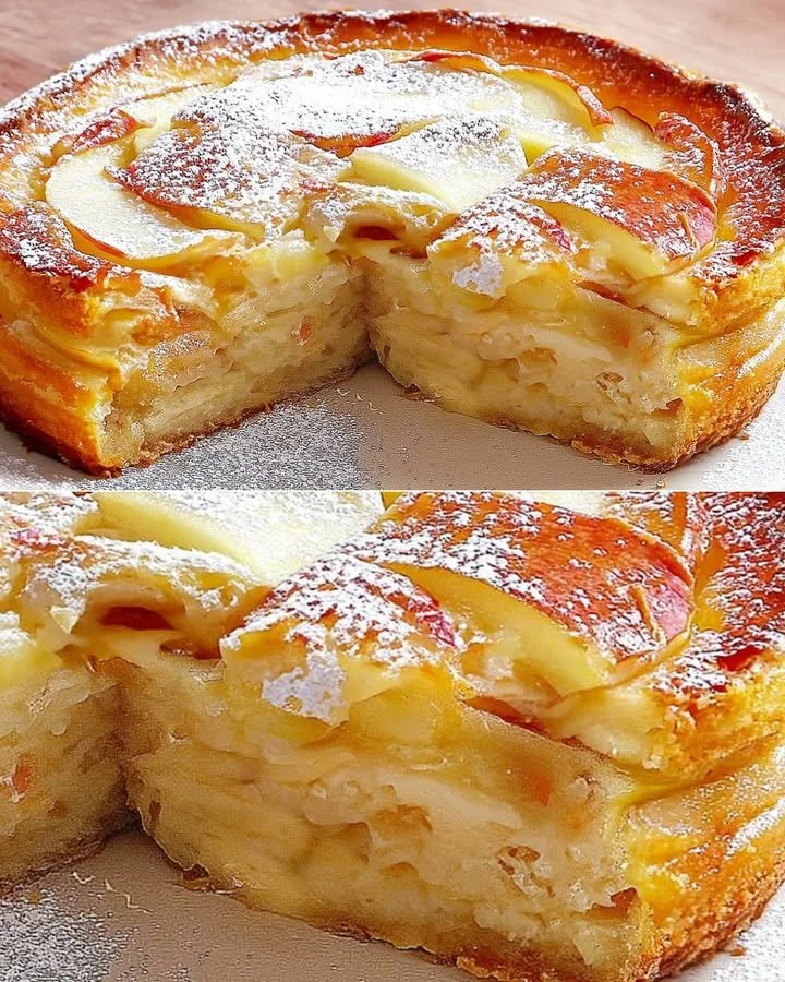 Jablkový krémový koláč pripravený za 5 minút s čerstvými jablkami
