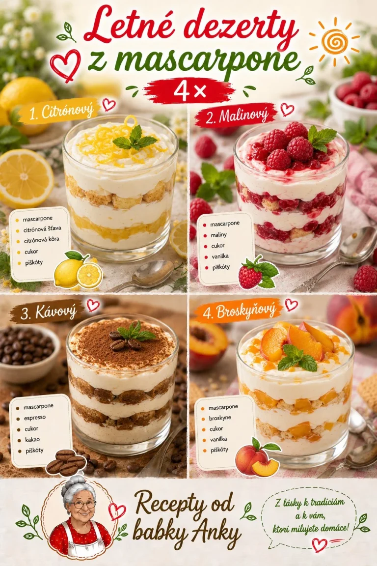 Osviežujúce letné dezerty z mascarpone na tanieri s ovocím.
