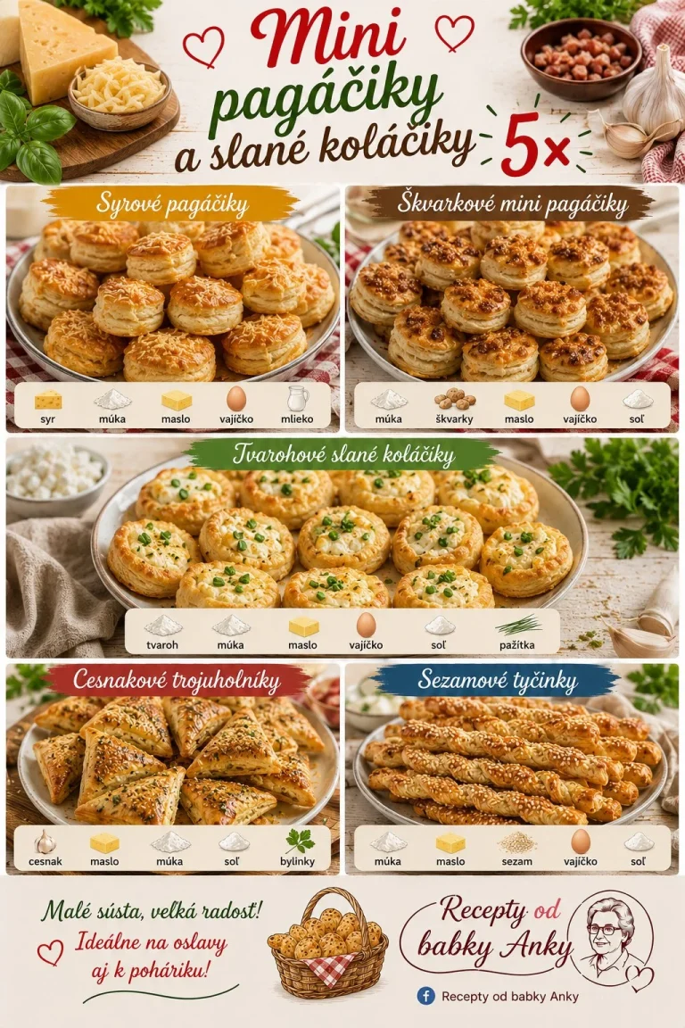 Lahodné slané koláčiky a mini pagáčiky na tanieri