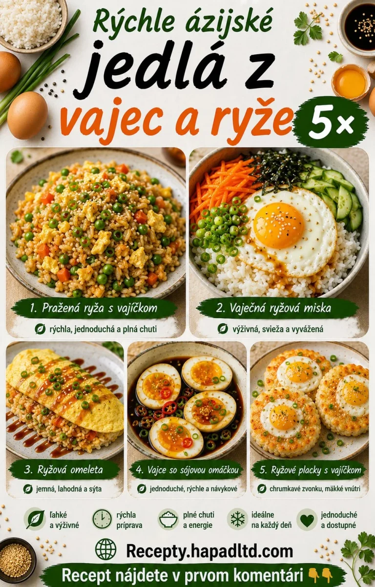 Rýchle ázijské jedlá z vajec a ryže s jednoduchými receptami