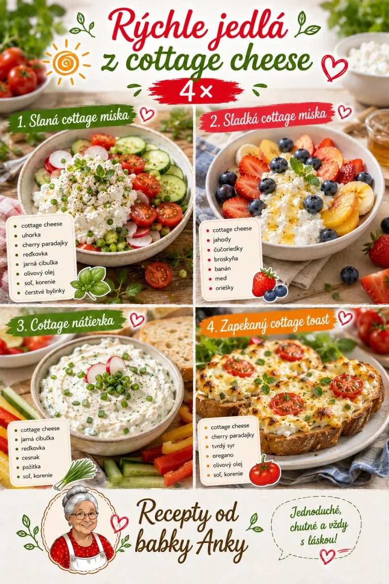 Rýchle jedlá s cottage cheese na tanieri