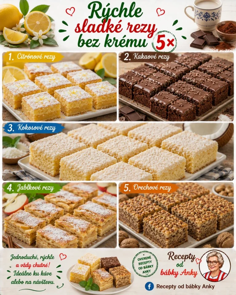 Rýchle sladké rezy bez krému - jednoduchý recept na dezert