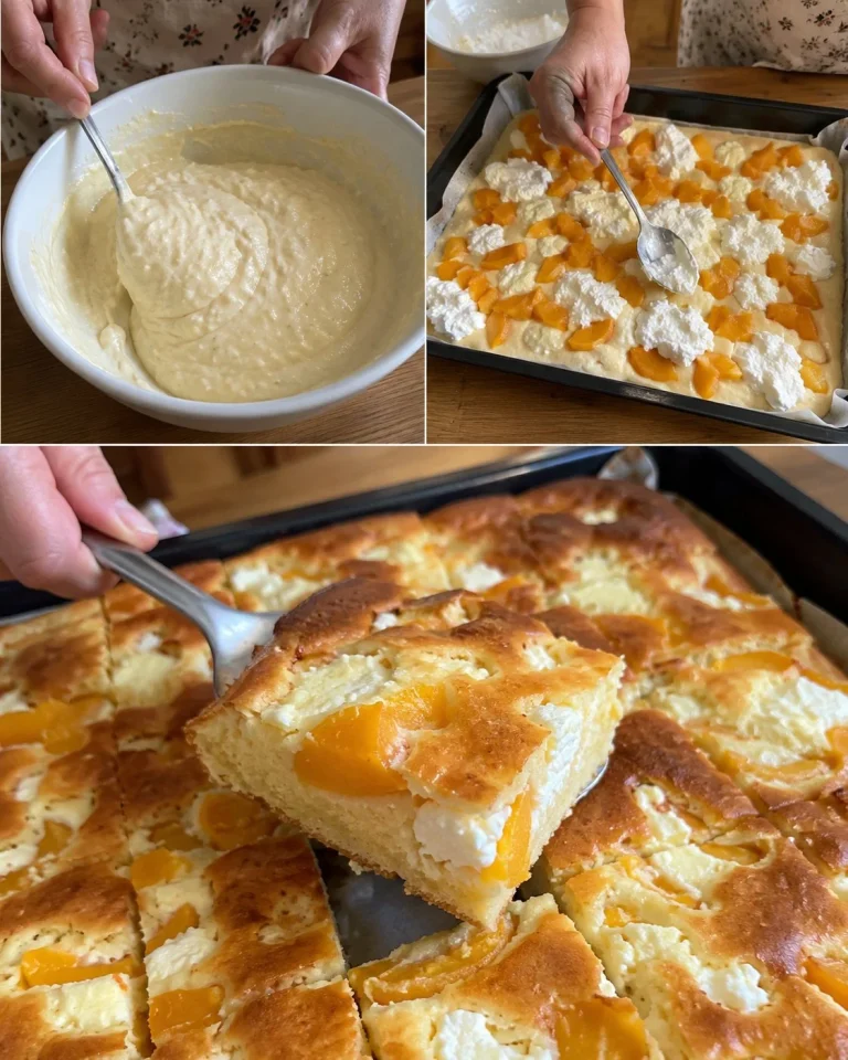 Broskyňový koláč Lenivá žena s tvarohom na tanieri
