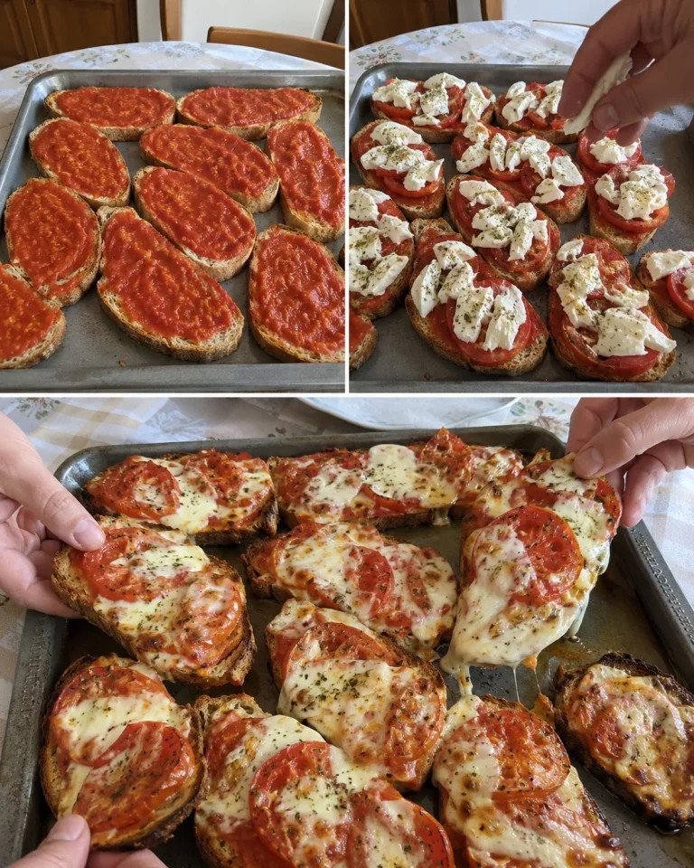 Chlebová pizza s paradajkami a mozzarellou na tanieri