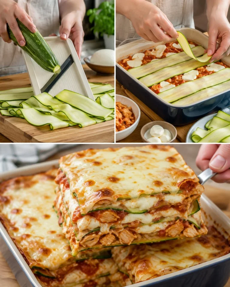 Cuketové lasagne s kuracím mäsom a syrom na tanieri