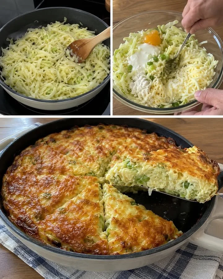 Skillet pie s mozzarella syrom a kapustou na zlatom okraji