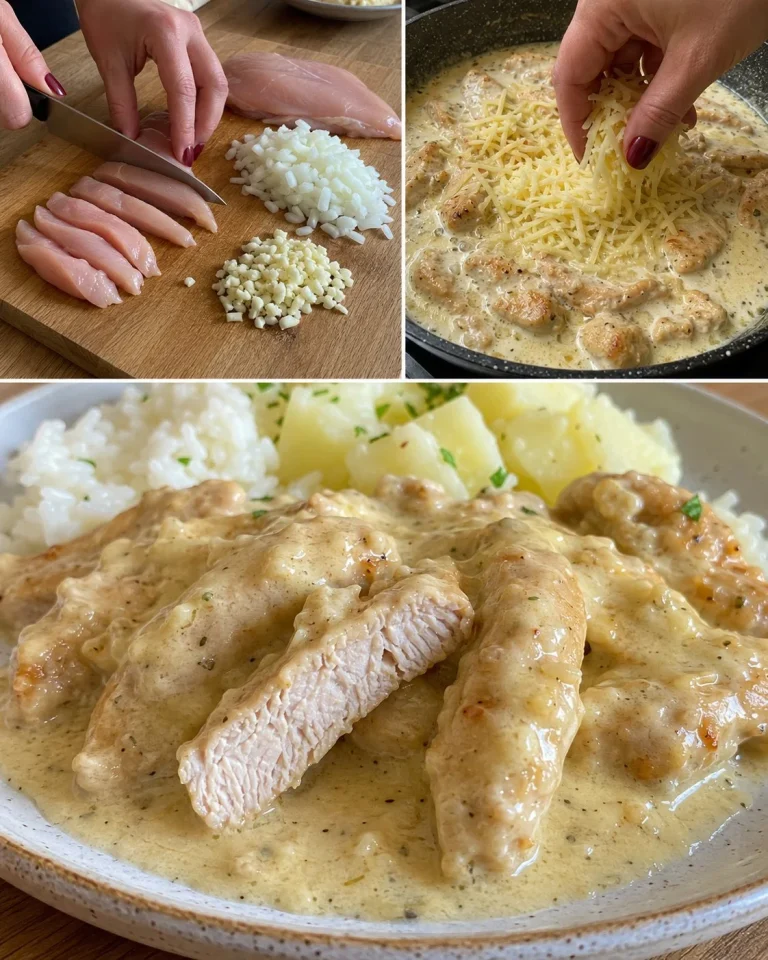 Kuracie rezančeky podávané v syrovo-cesnakovej omáčke