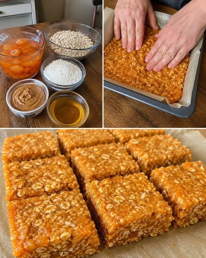 Sladké marhuľové ovsené tyčinky s toastovaným kokosom bez pečenia
