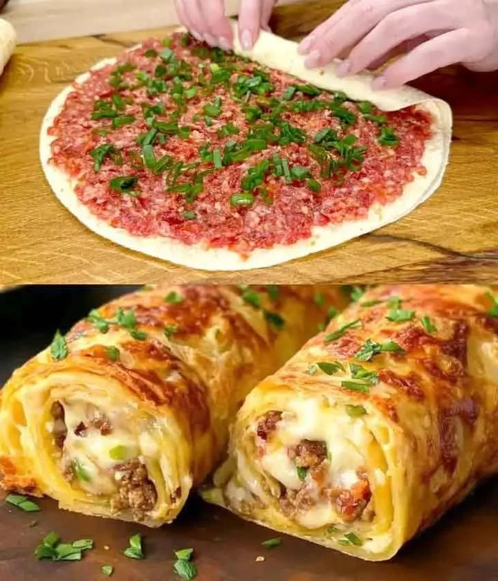 Tortillové wrapy s mletým hovädzím mäsom na tanieri
