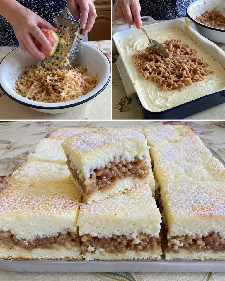 Jablkovo-tvarohové pudingové rezy s jablkami a tvarohom, dokonalý dezert