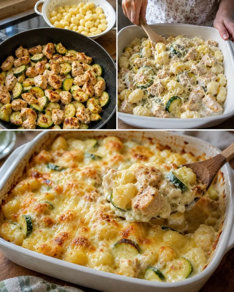 Zapečené gnocchi s kuracím mäsom, cuketou a syrom