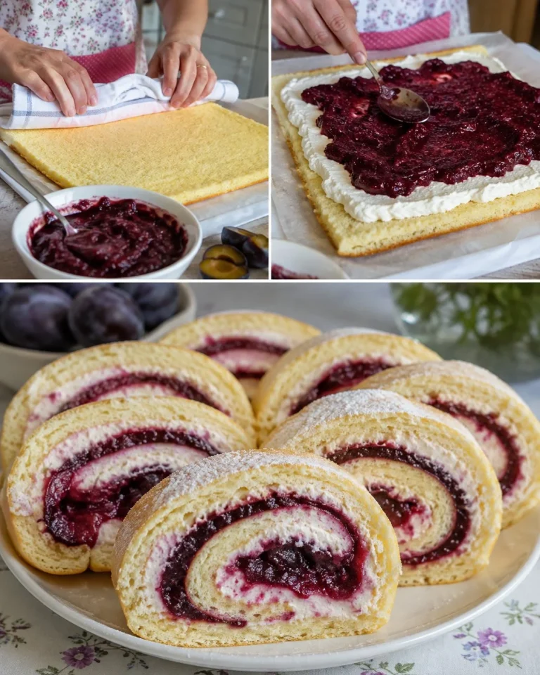 Slivková roláda s vanilkovým tvarohovým krémom