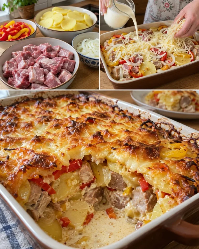 Bravčové a paprika v jednom pekáči pripravené na obed