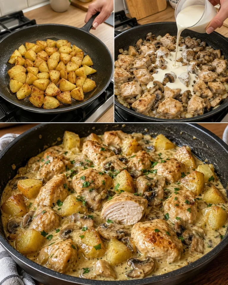 Kuracia panvica s hubami, zemiakmi a smotanou - lahodný recept