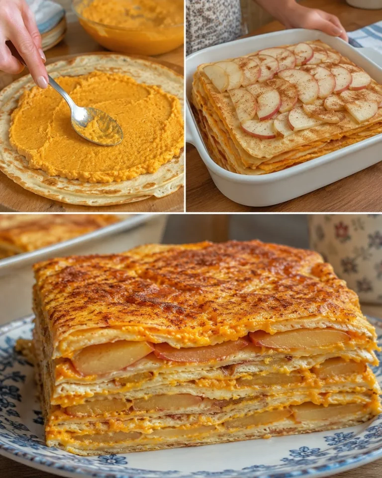 Tekvicovo-jablkové palacinkové rezy so škoricou na tanieri